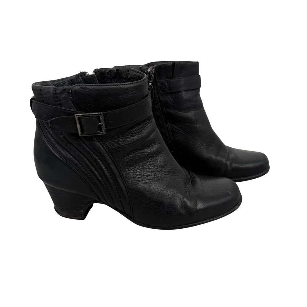 Clarks Leyden Summit Leather Waterproof Ankle Boots Buckle Zip Kitten Heel 6M‎